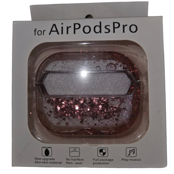 Apple Pink & Circle Glitter Liquid Movement Airpod Pro Case Protector - Picture 1 of 3